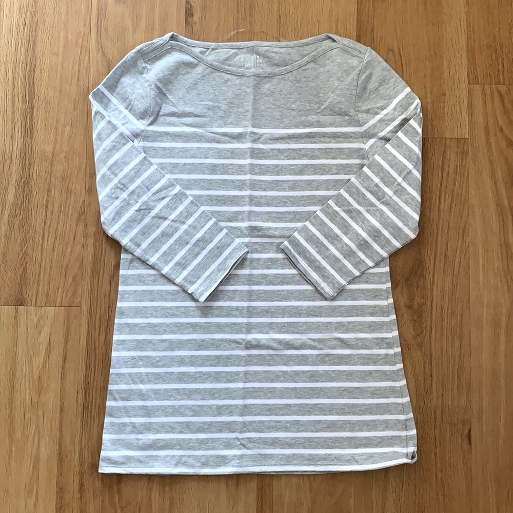 TIME AND TRU Striped Boat Neck Top • S